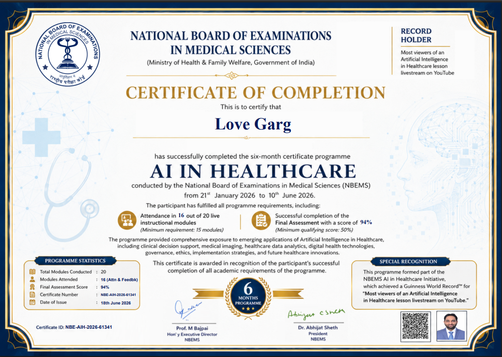 AI Healthcare Certificate of Completion